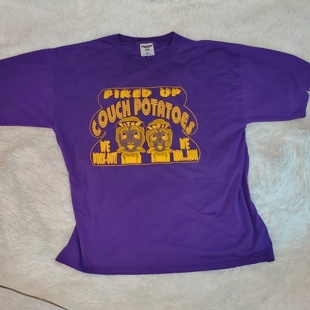 VINTAGE Silly Cotton Couch Potato Fitness Short Sleeve Tee XL - Picture 2 of 6